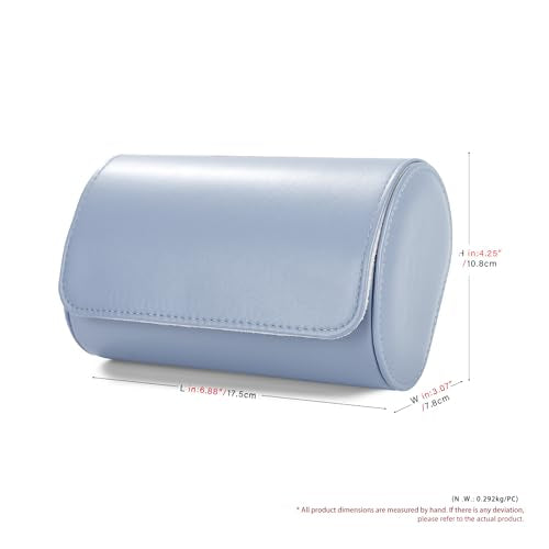 2 Slot Leather Watch Organizer Case Light Blue (Sky Blue / 2-Slot)