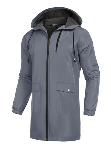 Men's Rain Jacket Waterproof Cycling Packable Raincoat with Hood Lightweight Windbreaker (Charcoal Grey / 3X-Large)