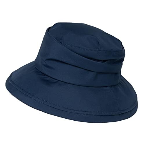 Women's Waterproof UPF 50+ Wide Brim Packable Rain Hat (737_navy / Medium)