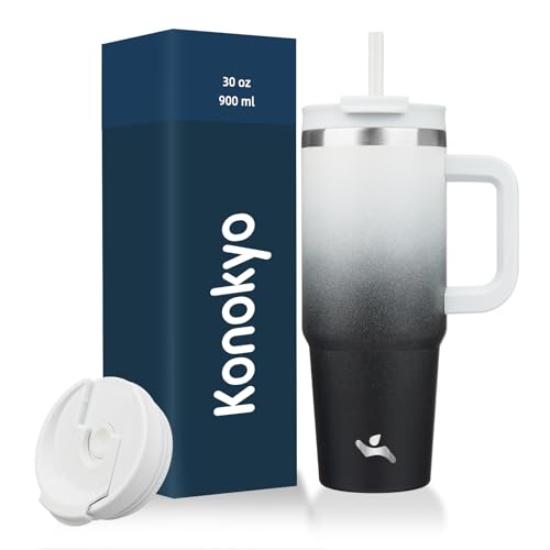 30 oz Insulated Tumbler Water Bottle with Handle (30 Ounces / Day Night)
