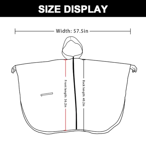 Rain Poncho Jacket Coat Hooded Zipper Style for Women (One Size / Line White Point)