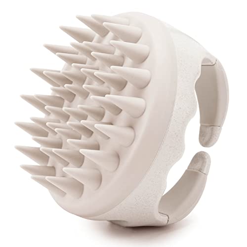 Hair Scalp Massager Shampoo Brush Hair Scrubber Washing Brush Silicone Scalp Exfoliator for Dandruff Removal (Beige / 1 Count(Pack of 1))