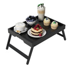Bamboo Bed Tray Table with Folding Legs (Black / Medium)