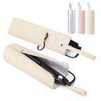 2-in-1 Heat Resistant Mat & Bag for Hair Styling Tools, Hanging Curling Iron Holder Flat Iron Holder with Zip, Portable Hot Hair Tools Travel Bag, Hair Straightener Mat Pouch for Countertop (Beige)