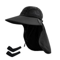 Sun Hat for Men Women with Neck Flap (6 3/4-6 7/8 / 1pack-black Sleeves)
