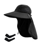 Sun Hat for Men Women with Neck Flap (6 3/4-6 7/8 / 1pack-black Sleeves)