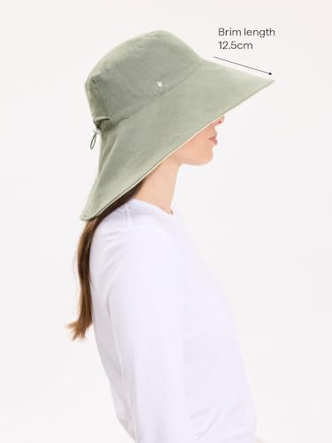 Ultra Wide Cotton Linen Hat (Small-Medium / Sage / Beige)