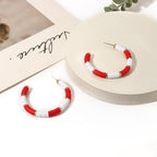 Game Day Earrings Football Baseball Earrings for Women Sports Team Heishi Hoop Earring Football Accessories Outfits Cheer Mom Essentials Fall Sports Must Haves Cheer Gifts (Red White)
