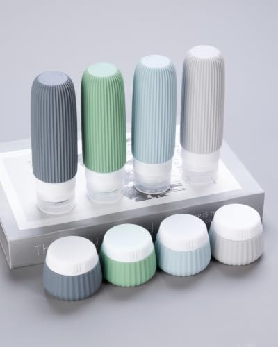 Travel Bottles for Toiletries 8 Pack (Bottle 3oz Jars 1oz / Morning Mist)
