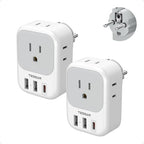 2 Pack Type E F Plug Adapter (White grey-Type E/F)