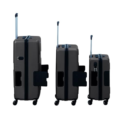 Patented Connecting Hard Shell 3 Piece Luggage Set (Black / 3-Piece Set)