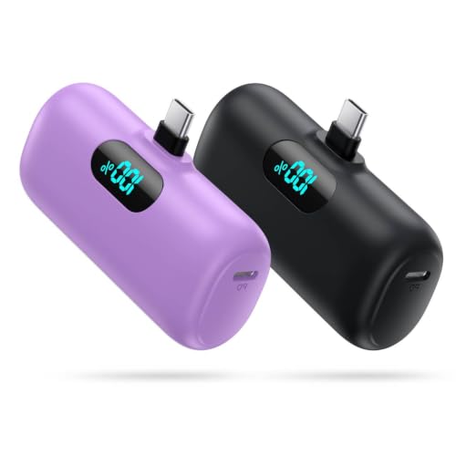 2 Pack]Portable Charger Power Bank for iPhone 17 (Black+Purple)
