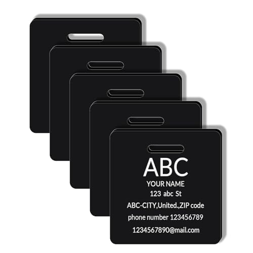 5Pack) Custom Personalized Luggage Tags-Customized Unique tag for Suitcase Backpack Travel,Bags (Black-A) (Black-a)