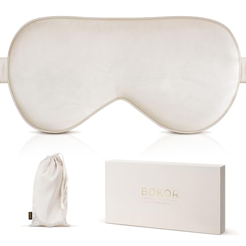 Adjustable Silk Sleep Eye Mask for Women and Men (Champagne Adjustable)