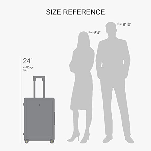 Suitcase with Wheels 24 Inch (Black / Checked-Medium 24 Inch)