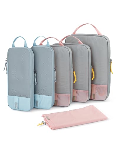 6 Set Compression Packing Cubes for Travel (Mix-Blush Sky / Set of 6)