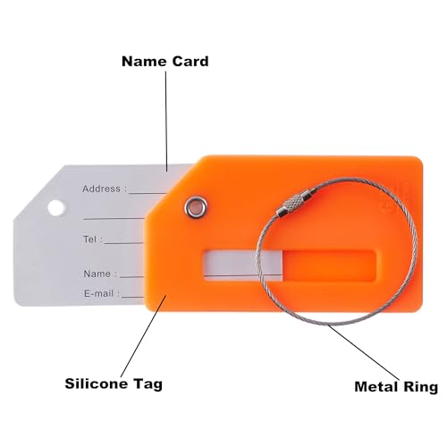 8 Pack Initial Luggage Tags for Suitcases Airplane Travel Essentials (Colorful / Letter J)