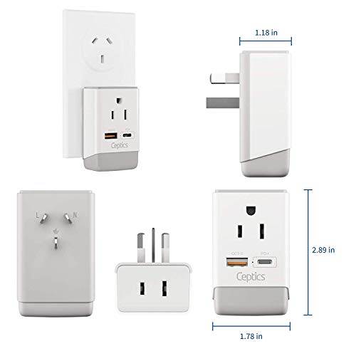 Australia China New Zealand Power Plug Adapter 2 Pack (Off White)