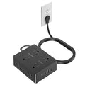 Flat Plug Power Strip with 10 FT Extension Cord (10 FT / 8AC(Black))
