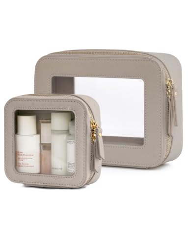 Clear Makeup Bag with Zipper (Stone / Mini & Medium)