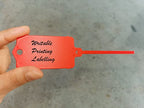 100pcs Reusable Blank Plastic Tags Ties Key Tags 1.45"*2.48" Serrated Tension Sealing Strap with Large Label Plastic Tie Mark Label Waterproof Hang Sign Write on Tag (Red)