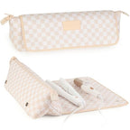 Hair Tools Travel Bag and Heat Resistant Mat 17" Checkered (Checkered Peach)