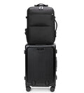 2 pcs PC Aluminum Frame Carry On Luggage Set (2/p set Jet Black zipperless (w/ laptop bag) / 20.8")