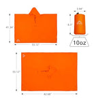 Hooded Rain Poncho Lightweight Waterproof Unisex Raincoat Jacket with Pocket for Men Women Adult (One Size / Orange)