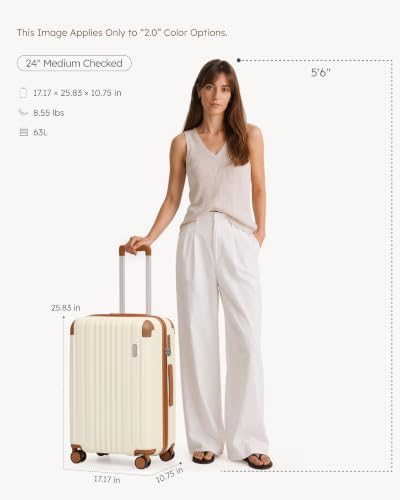 Luggage Lightweight and Durable Hardshell (Caramel Ivory2.0 / M(24in))