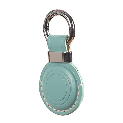 2 Pack KEEPXYZ Genuine Leather Keychain Holder Compatible with Airtag ([2 Pack] Cyan V2.0)
