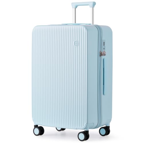 Checked Luggage Hardshell Suitcases with Wheels (Glacier Blue / 26-inch)