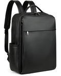 15.6 inch PU Leather Laptop Backpack Purse for Women (Black)