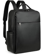 15.6 inch PU Leather Laptop Backpack Purse for Women (Black)