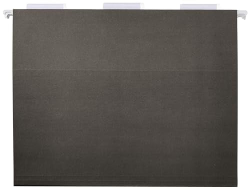Hanging File Folders with Adjustable Tabs for Document Organization (Black / Letter)
