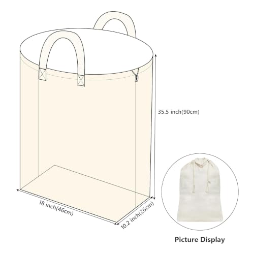 Cotton Wire Laundry Hamper Baskets Replacement Liner Bags (Beige,3pcs)