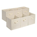 Collapsible Fabric Storage Cube Bins Organizer with Handles for Organization and Organizing Solution (Beige / 13"x13"x13")