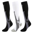 Women Compression Socks 3Pcs (XL/XXL / 01 Black | Black | White)