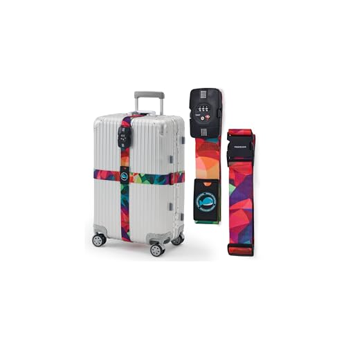 Travelkin Luggage Straps TSA Approved (Colorful Geometry)