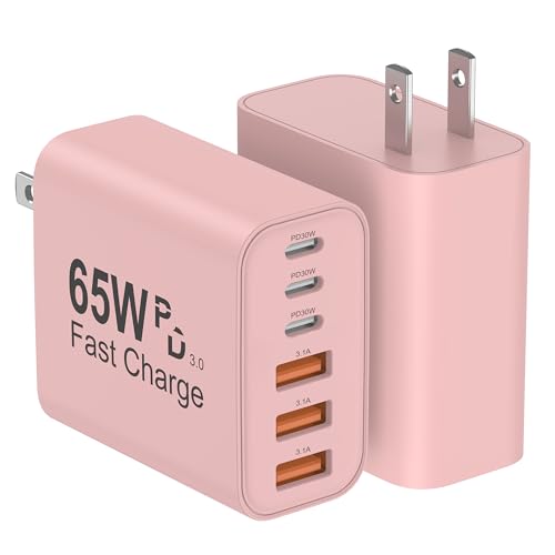 USB C Charger Block (2packs 65W / Pink)