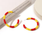 Game Day Earrings Football Baseball Earrings for Women Sports Team Heishi Hoop Earring Football Accessories Outfits Cheer Mom Essentials Fall Sports Must Haves Cheer Gifts (Red Yellow)
