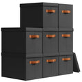 Storage Bins with Lids (Black / L(8-Pack))