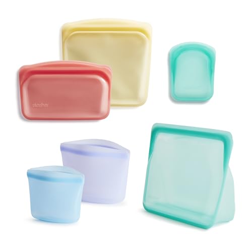 Premium Reusable Silicone Food Storage Bags (Rainbow / 6-Pack)