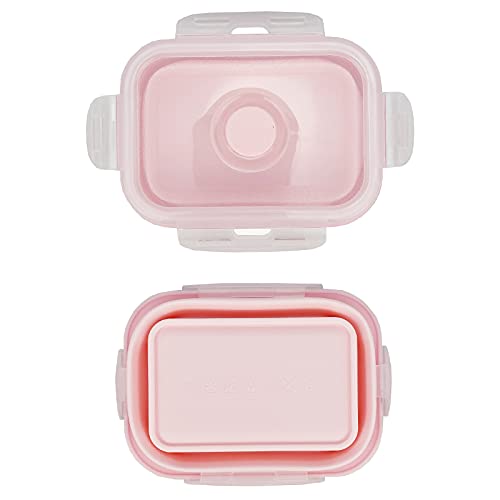 3piece Collapsible Food Storage Containers with Lids (pink)
