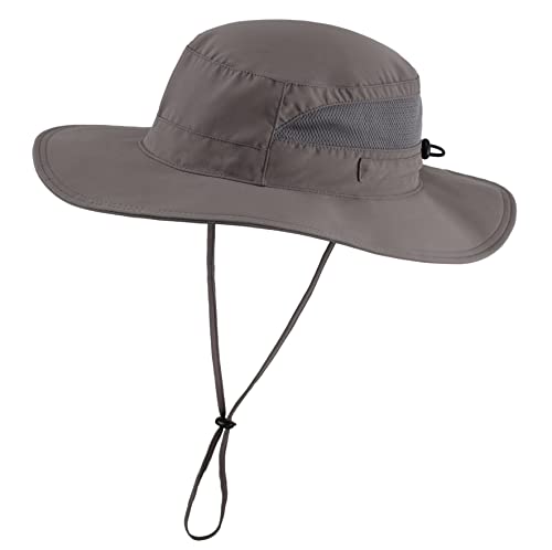 Women's Sun Hat UPF 50+ Wide Brim Bucket Hat Breathable UV Protection Fishing Hat (Large / Dark Grey)