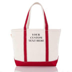 Medium Classic Personalized Monogram Canvas Tote Bag for Women (Red)