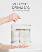 ROWNYEON Clear Makeup Bag (White with Handle)