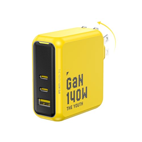 Youth 140W GaN+ USB C Charger 100W Laptop Fast Charger PD3.1 PPS 3 (Yellow)