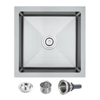 15×15 Inch Undermount Kitchen Bar Sink (L 15"×W 15"×H 8" / Brushed)