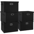 Large 17" 36 Quart Collapsible Stackable Storage Bins with Lids (Black / Large -5 Pack)