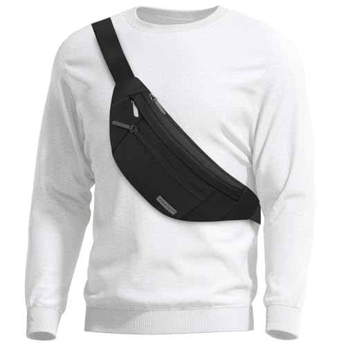 Large Crossbody Fanny Pack with 4 (Top Zip Black / Large)
